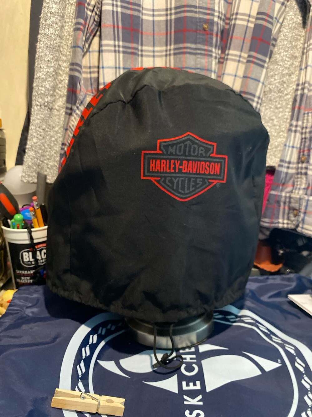 Harley-Davidson Motorcycle Helmet Dust Cover Drawstring Storage Bag Black and Re